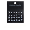 Six Claw Crystal Zircon Earrings Inlaid with Colorful Diamonds, Fashionable 12 Pair Combination Card Earrings